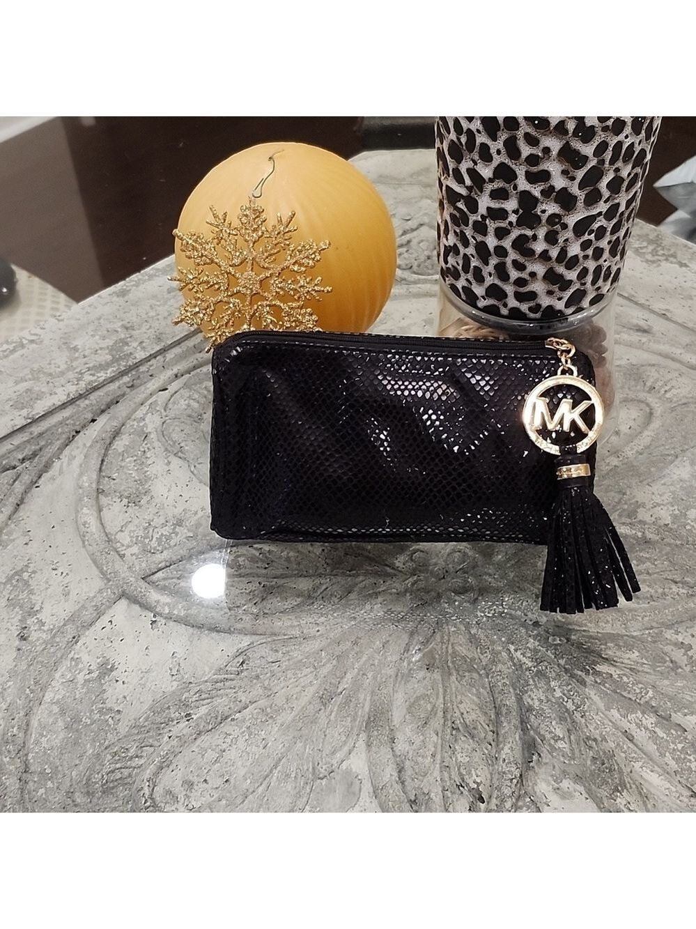 Michael Kors women's animal print snake skin cosmetic bag pouch like new